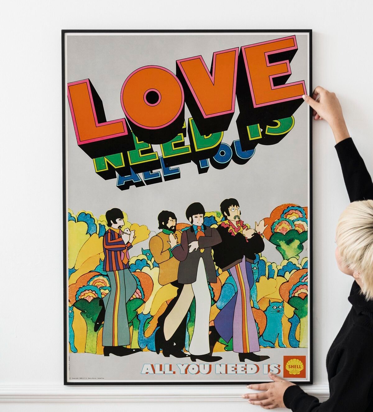 THE BEATLES ポスター Psychedelic The Beatles “All You Need Is Love” Poster – Rare 60s