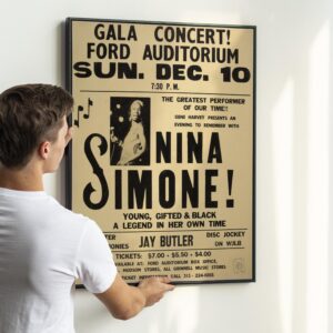 Nina Simone "The Greatest Performer of Our Time" 1972 Detroit Concert Poster.