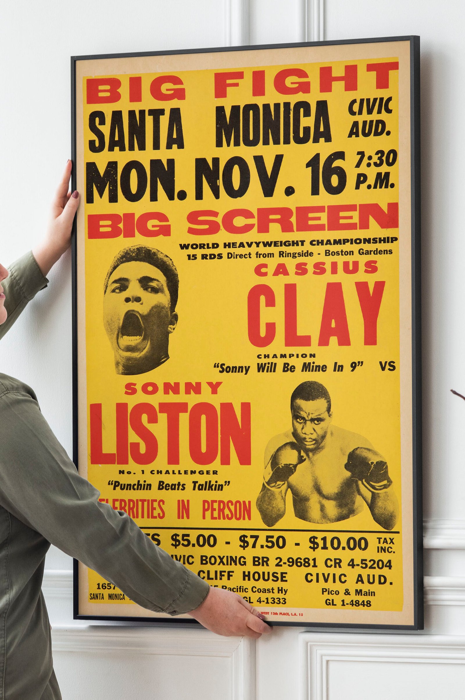 Muhammad Ali vs Sonny Liston Cassius Clay Boxing Fight Reproduction