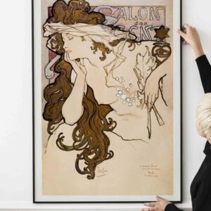 Art Nouveau French Vintage Art Poster Print - Poster of Salon des Cent poster (1896) by Alphonse Maria Mucha.