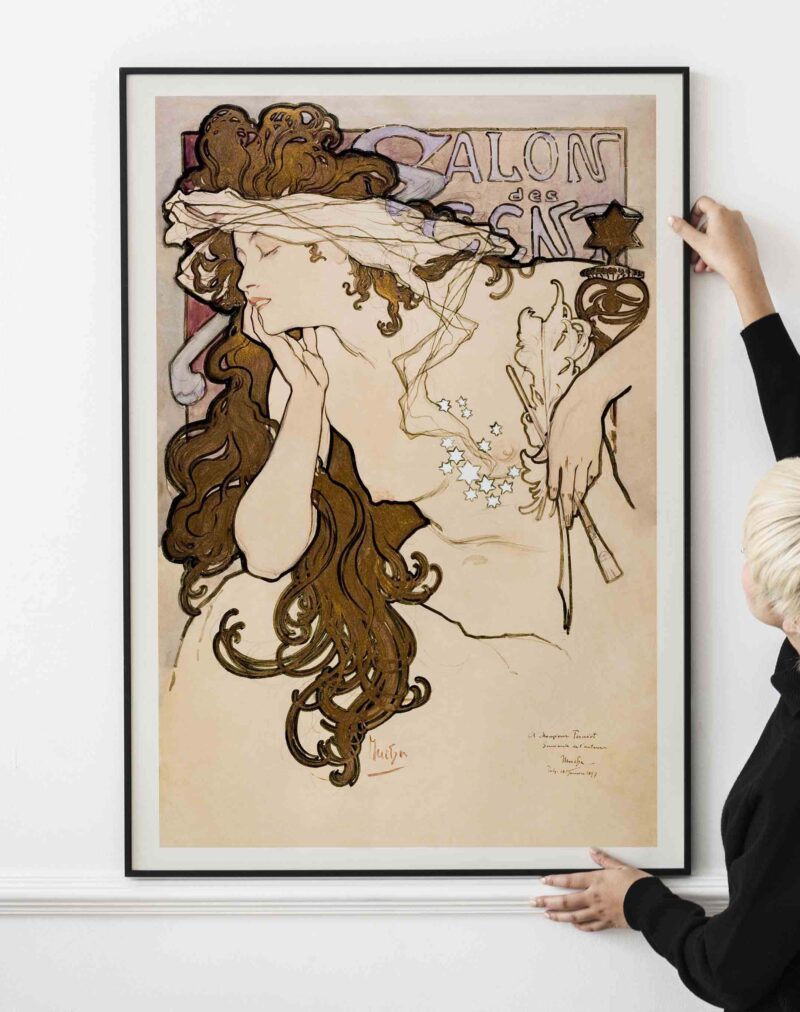 Art Nouveau French Vintage Art Poster Print - Poster of Salon des Cent poster (1896) by Alphonse Maria Mucha.