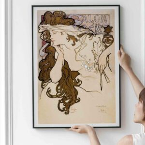 Art Nouveau French Vintage Art Poster Print - Poster of Salon des Cent poster (1896) by Alphonse Maria Mucha.