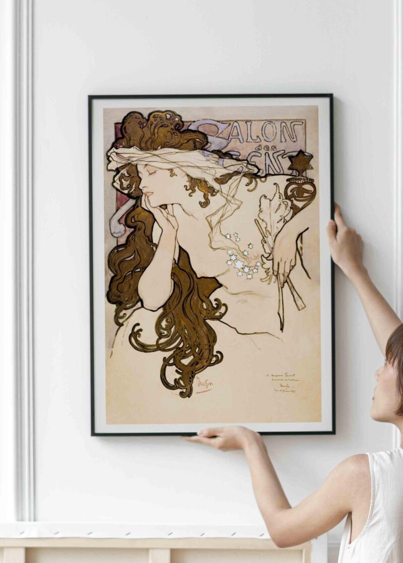 Art Nouveau French Vintage Art Poster Print - Poster of Salon des Cent poster (1896) by Alphonse Maria Mucha.