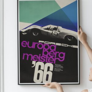 Porsche 1966 Europa Bergmeister Poster. Early 911 era posters, featuring a 906 prototype Advert Print