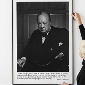 Winston Churchill Quote Print, Never give in. Never, never, never, never