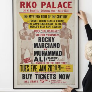 Vintage 1970 Muhammad Ali vs. Rocky Marciano Promotional Fight Poster