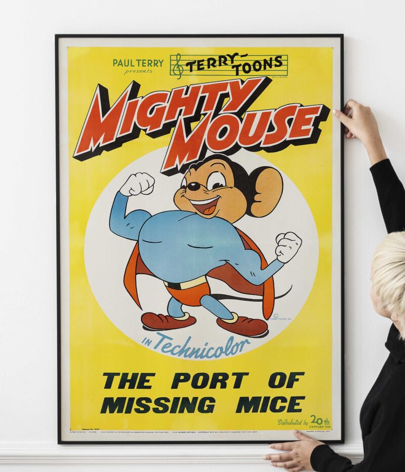 Vintage Mighty Mouse Cartoon, The Port of Missing Mice Movie Poster Print, 1945