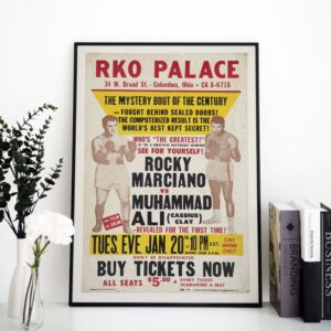 Vintage 1970 Muhammad Ali vs. Rocky Marciano Promotional Fight Poster