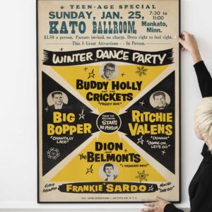 Buddy Holly & The Crickets Stunningly Rare 1959 Winter Dance Party Concert Poster