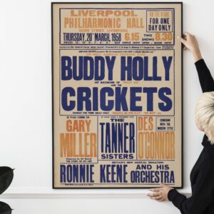 Buddy Holly & The Crickets 1958 Liverpool, England Concert Poster