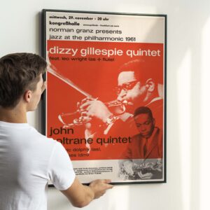 John Coltrane, Dizzy Gillespie 1961 Large Frankfurt, Germany Concert Poster