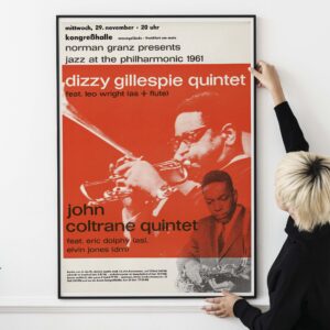 John Coltrane, Dizzy Gillespie 1961 Large Frankfurt, Germany Concert Poster