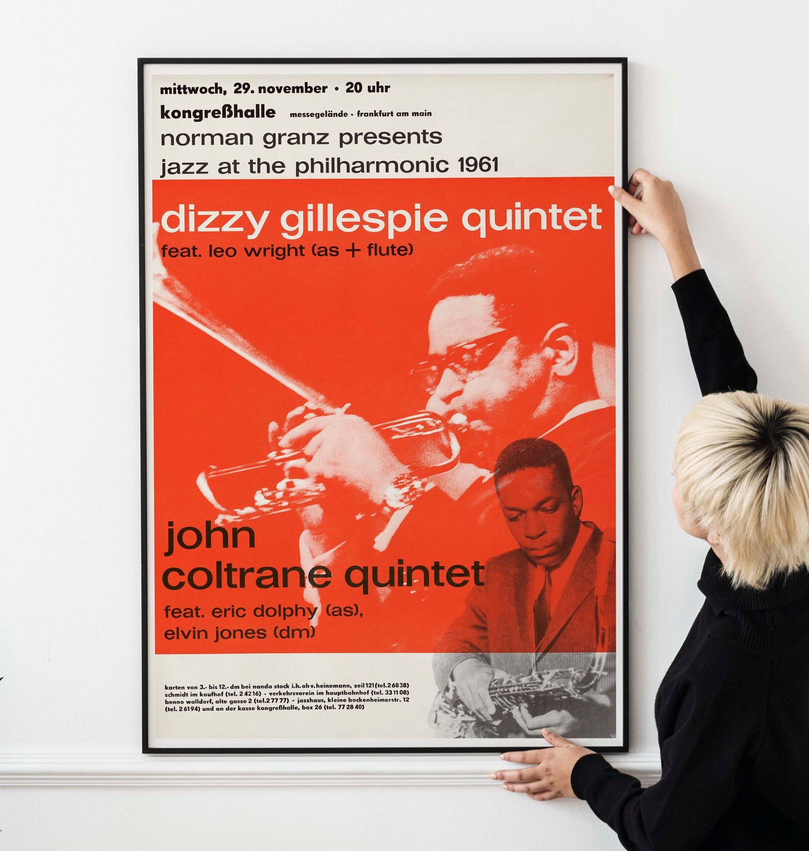 John Coltrane, Dizzy Gillespie 1961 Large Frankfurt, Germany Concert Poster John Coltrane, Dizzy Gillespie 1961 Large Frankfurt, Germany Concert Poster