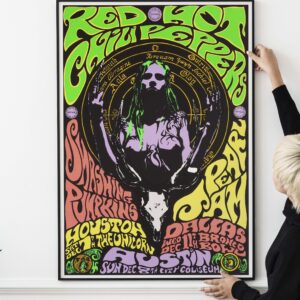 Red Hot Chili Peppers, Pearl Jam, Smashing Pumpkins 1991 Multi-Date Texas Poster