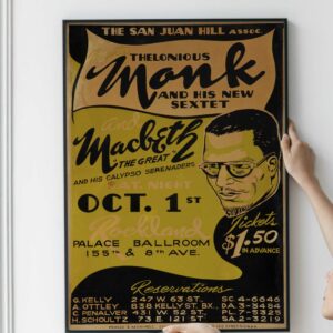 Thelonious Monk 1949 Harlem, New York Concert Poster