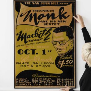 Thelonious Monk 1949 Harlem, New York Concert Poster