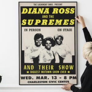 Diana Ross & The Supremes 1969 Charleston, WV Concert Poster