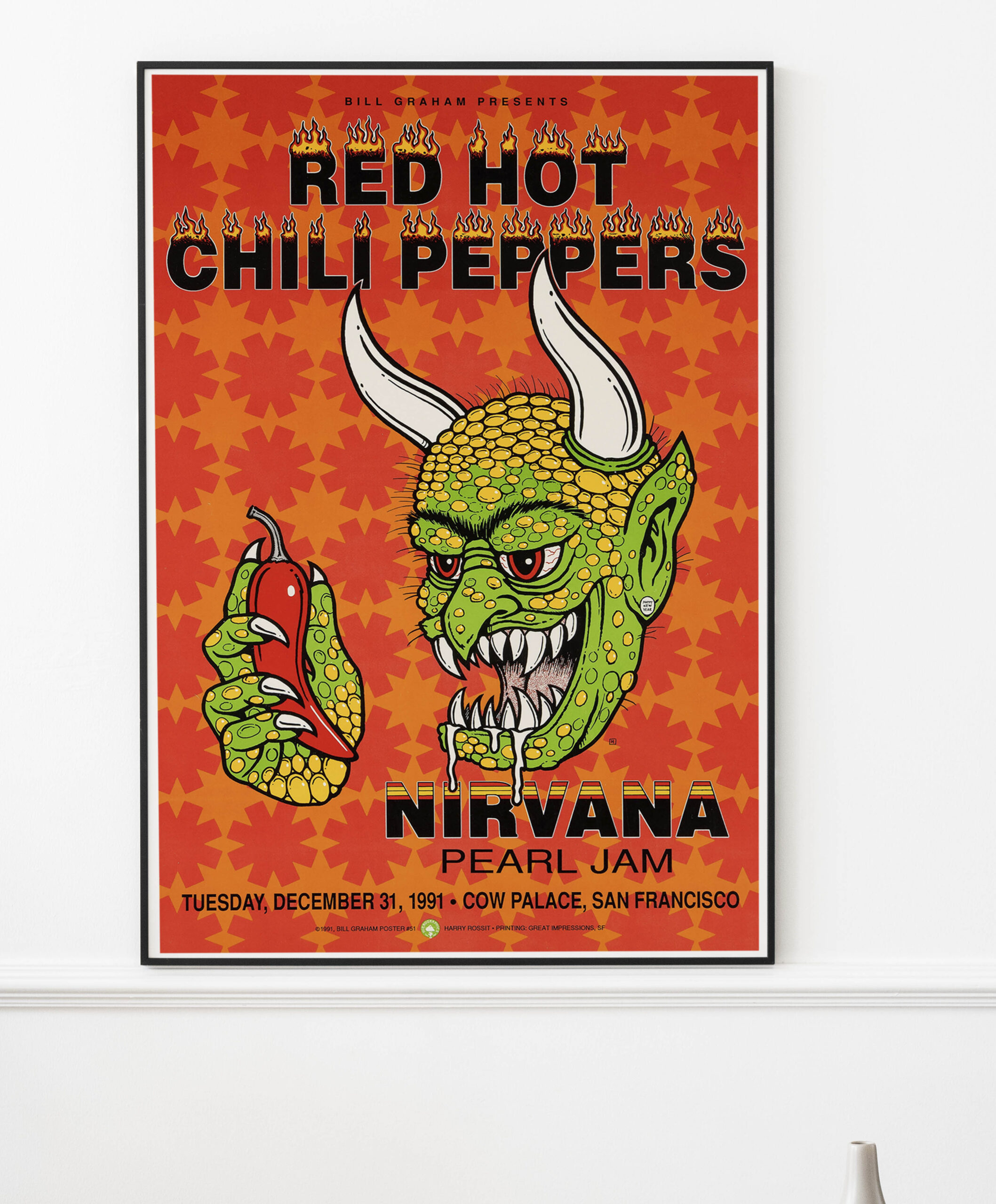 Nirvana, Pearl Jam, Red Hot Chili Peppers 1991 S.F. Poster – pulpposter.com