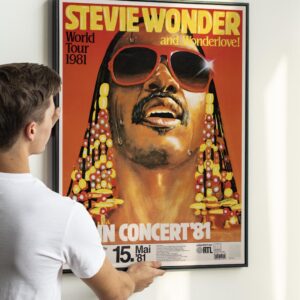 Stevie Wonder 1981 Dortmund, Germany Concert Poster.