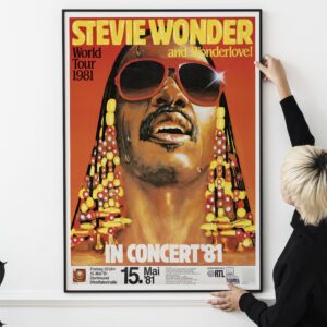 Stevie Wonder 1981 Dortmund, Germany Concert Poster.