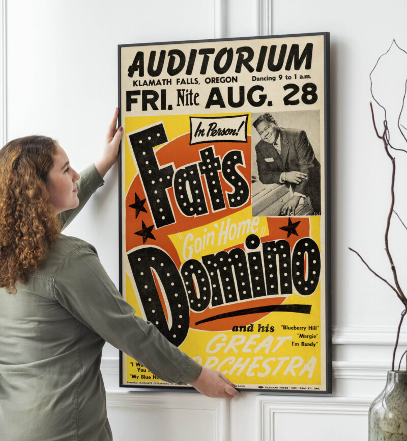 Fats Domino 1959 Medford, OR "Blueberry Hill" Domino-Style Concert Poster