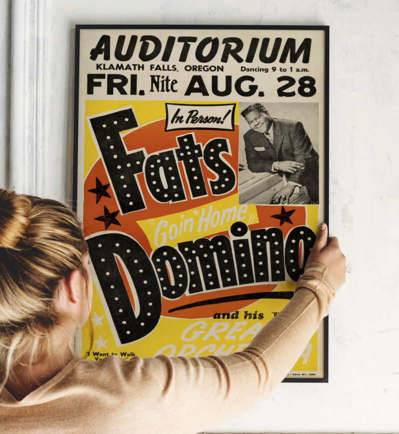 Fats Domino 1959 Medford, OR "Blueberry Hill" Domino-Style Concert Poster