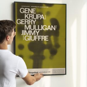 Gene Krupa, Gerry Mulligan 1959 German Concert Poster by Gunther Kieser