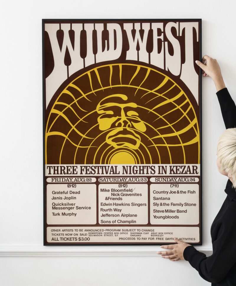 Grateful Dead, Janis Joplin 1969 "Wild West" Festival S.F. Concert Poste