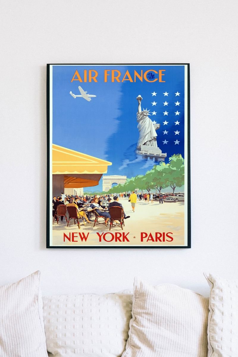 air france new york Vintage Air France Travel Poster
