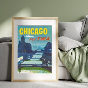 vintage chicago travel poster