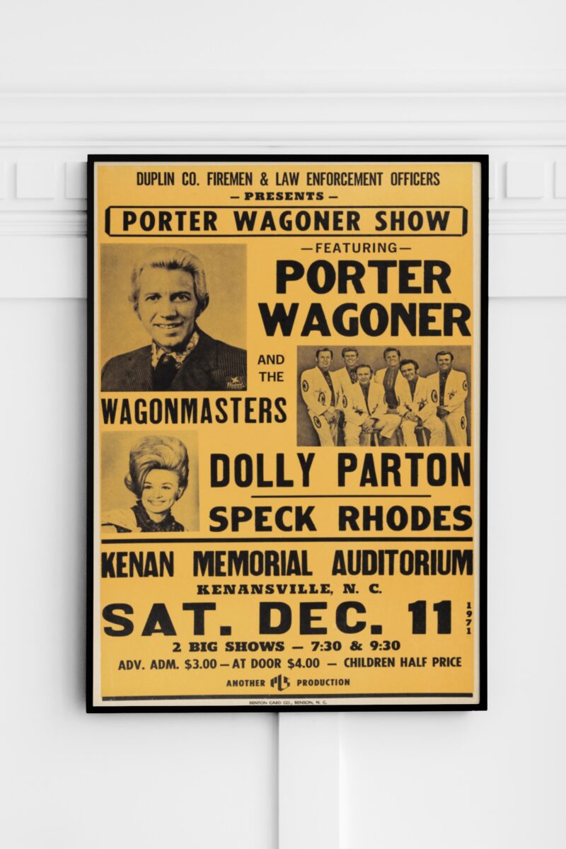 Dolly Parton, Porter Wagoner 1971 North Carolina Concert Poster.