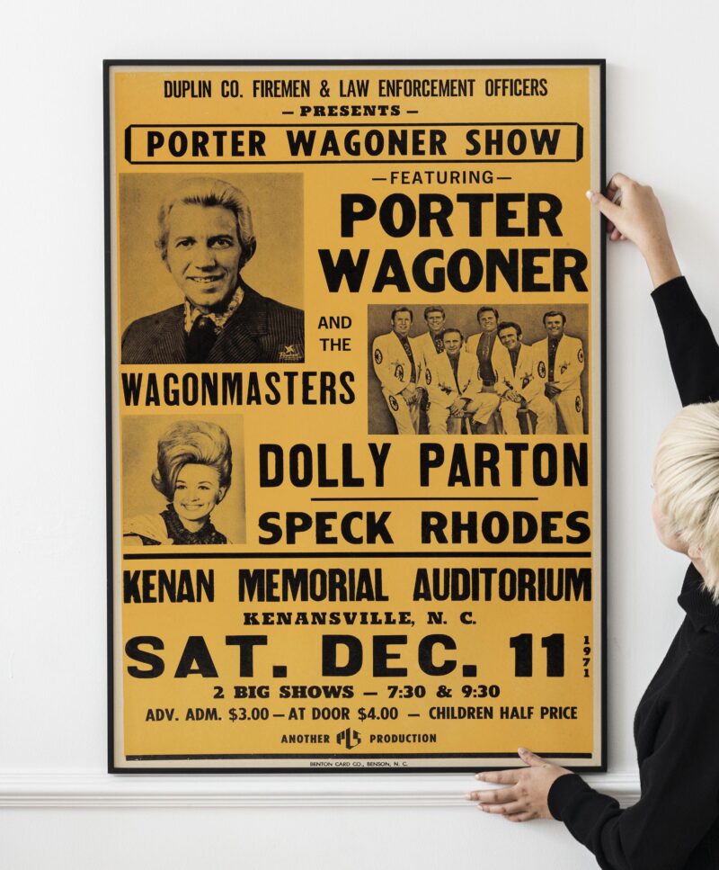 Dolly Parton, Porter Wagoner 1971 North Carolina Concert Poster.