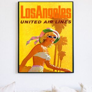 vintage united airlines Los Angeles poster