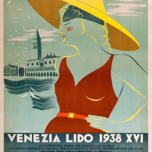 vintage venice lido travel poster