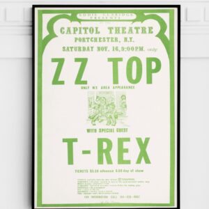 ZZ Top/T. Rex 1974 Portchester, NY Concert Poster