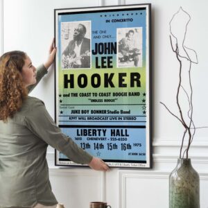 John Lee Hooker 1975 Houston, TX Live-Broadcast Concert Poster.