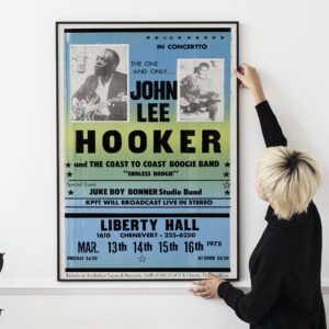 John Lee Hooker 1975 Houston, TX Live-Broadcast Concert Poster.