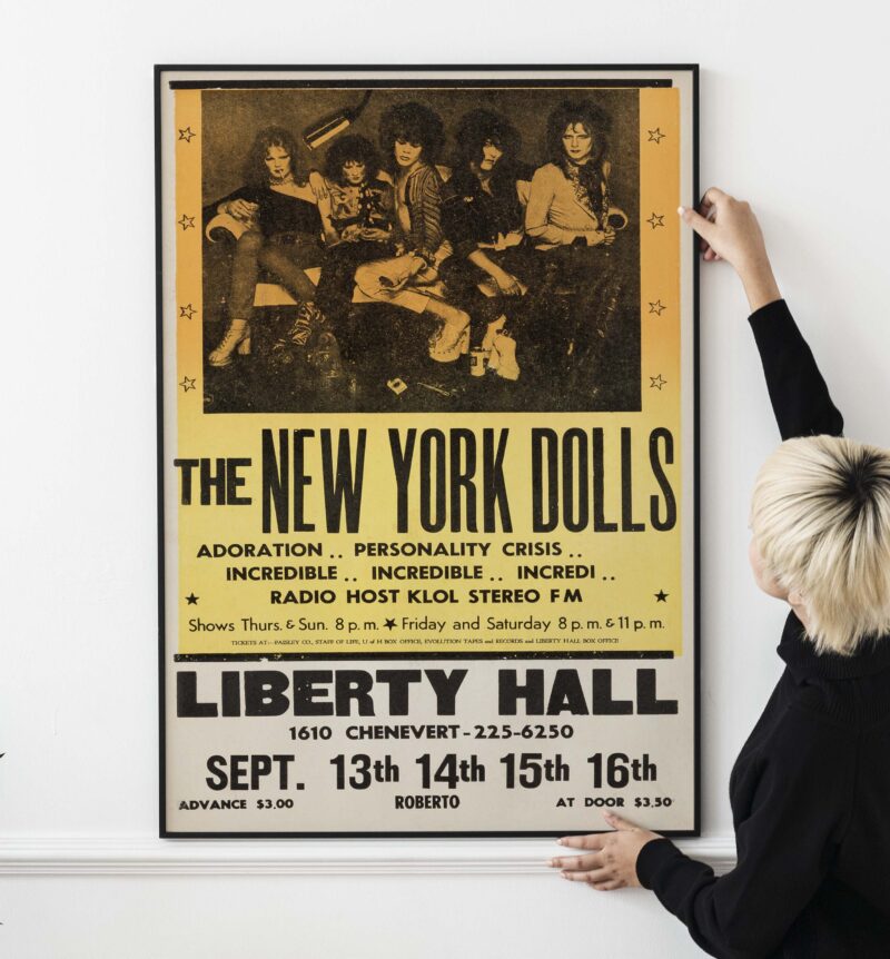 New York Dolls Early 1970s Houston, TX Concert Poster