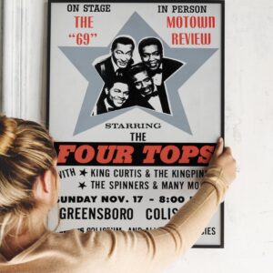 The Four Tops, King Curtis, Spinners 1969 Greensboro, NC Concert Poster