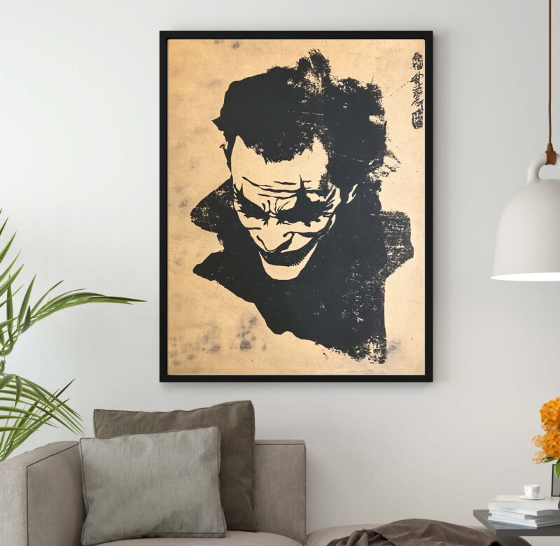 The Joker The Dark Knight Heath Ledger Japanese Linocut Poster