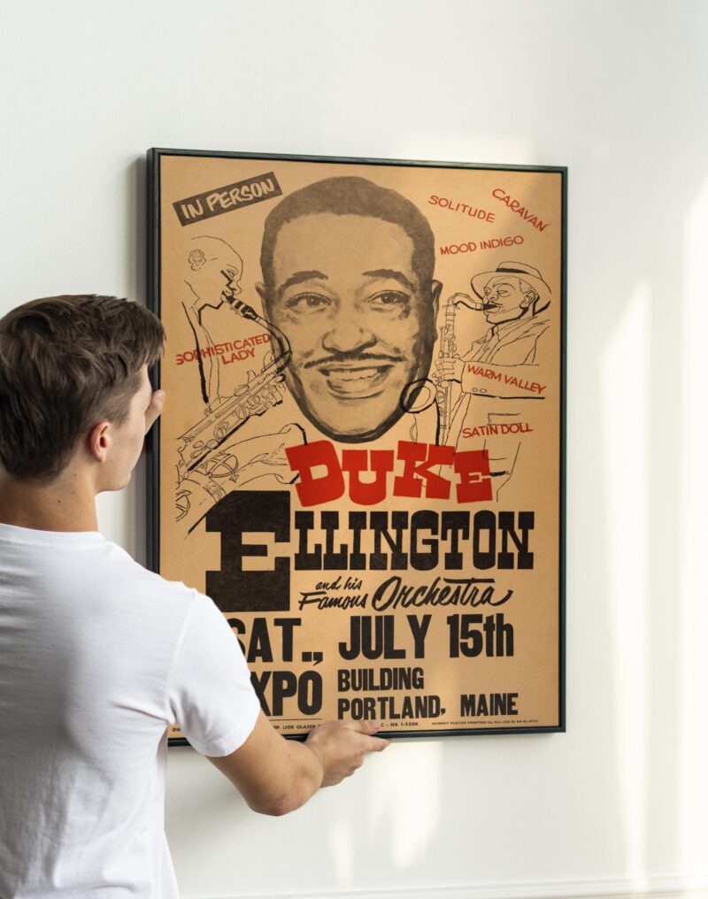 Duke Ellington 1967 Portland, ME Concert Poster w/Great Song Titles