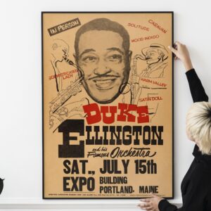 Duke Ellington 1967 Portland, ME Concert Poster w/Great Song Titles