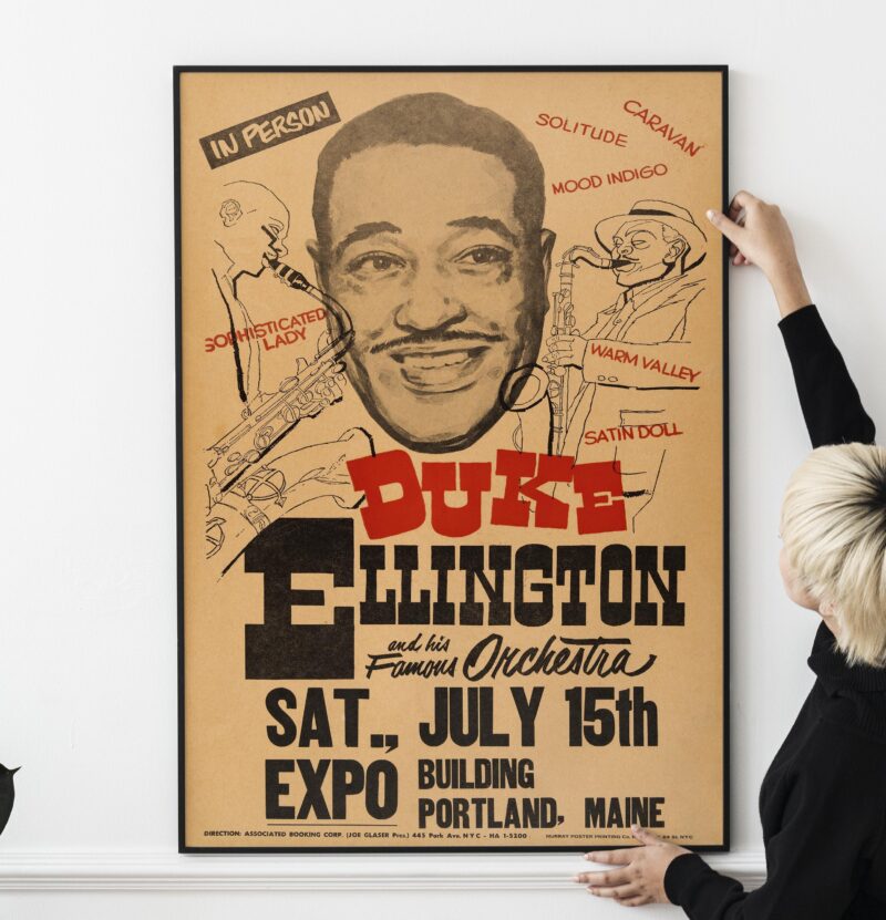 Duke Ellington 1967 Portland, ME Concert Poster w/Great Song Titles