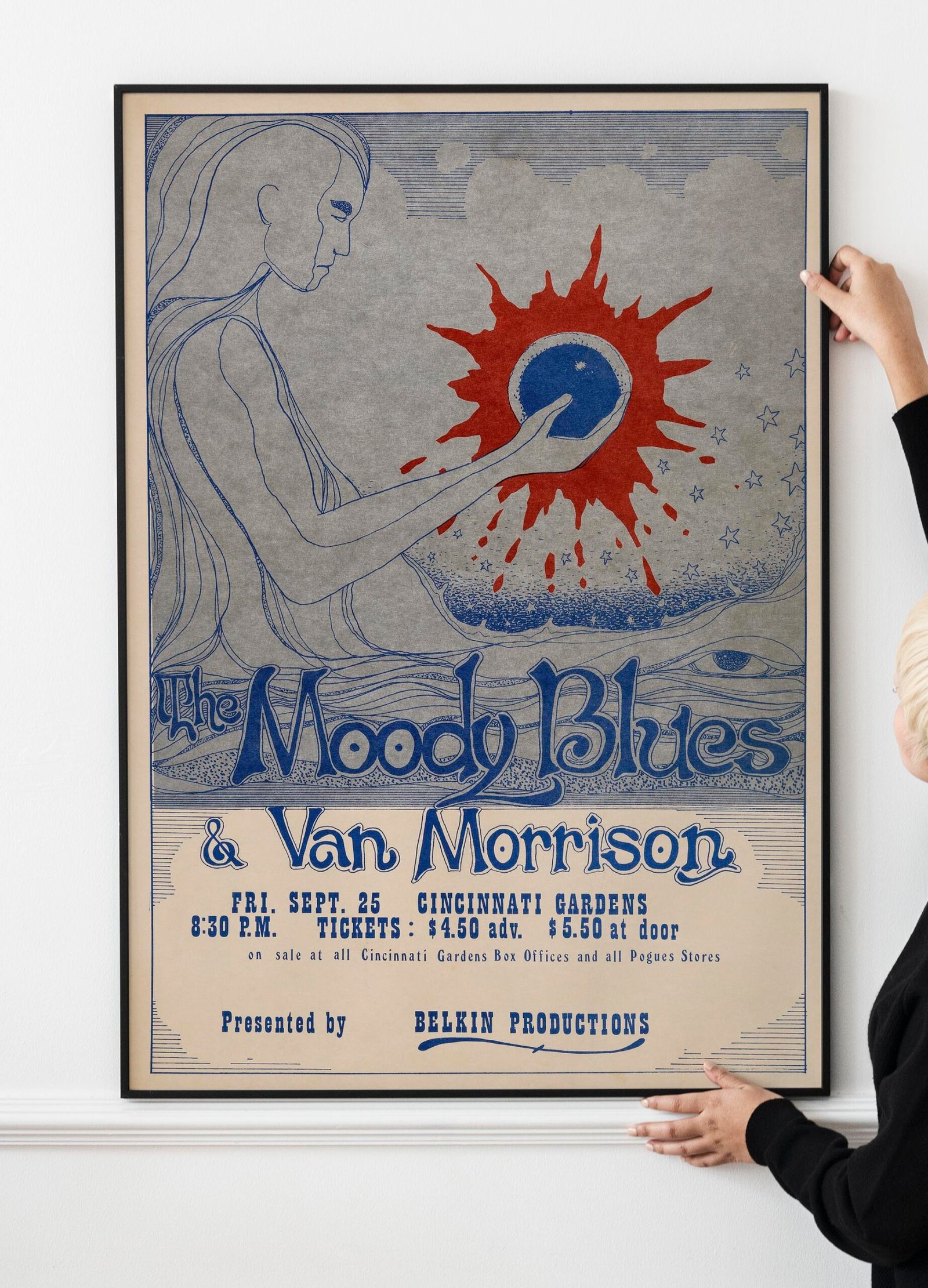 Moody Blues and Van Morrison 1970 Cincinnati Psychedelic Concert Poster Moody Blues and Van Morrison 1970 Cincinnati Psychedelic Concert Poster