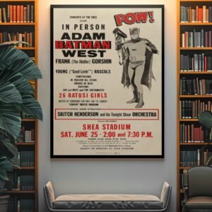 1966 Batman, The Young Rascals & The Temptations Shea Stadium Concert Poster