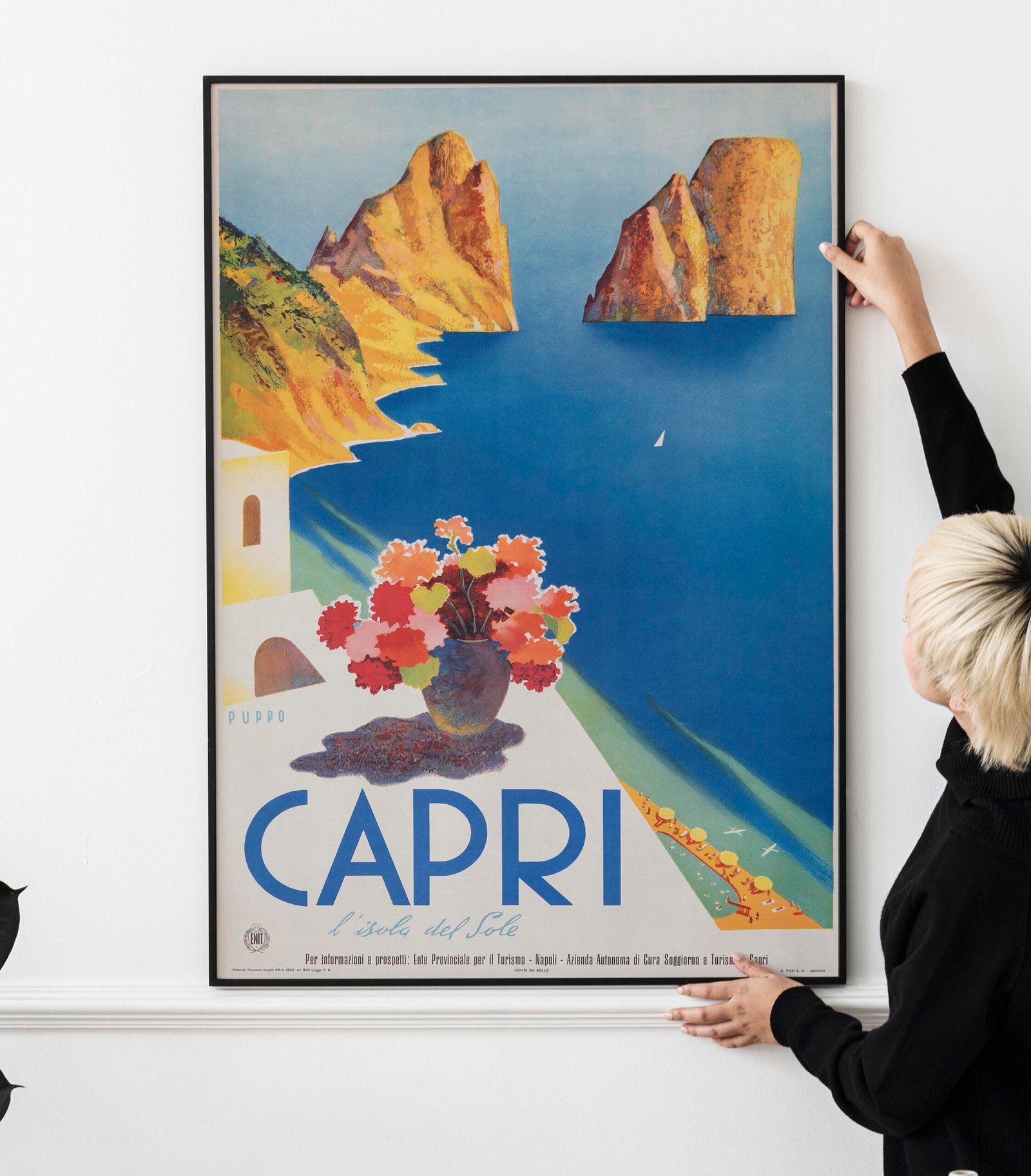 Capri Island Retro Poster – 1950s Italy Travel Print, Bay of Naples Coastal Vintage Art Capri Island Retro Poster – 1950s Italy Travel Print, Bay of Naples Coastal Vintage Art
