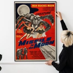 Vintage Missile to the Moon 1950s Sci-Fi Movie Poster – Retro Rocket Art