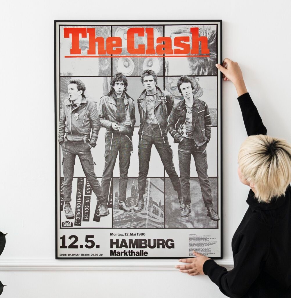 Vintage 1980 The Clash Hamburg Concert Poster – Punk Rock Legends