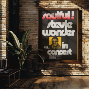 Stevie Wonder Live 1972 – Retro Motown Concert Poster, Soul Music Wall Print
