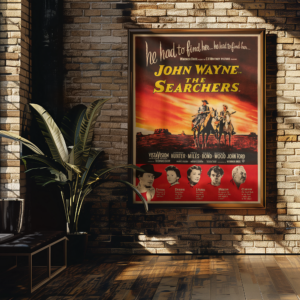 The Searchers Movie Poster Classic 50s Western, Retro John Wayne Film